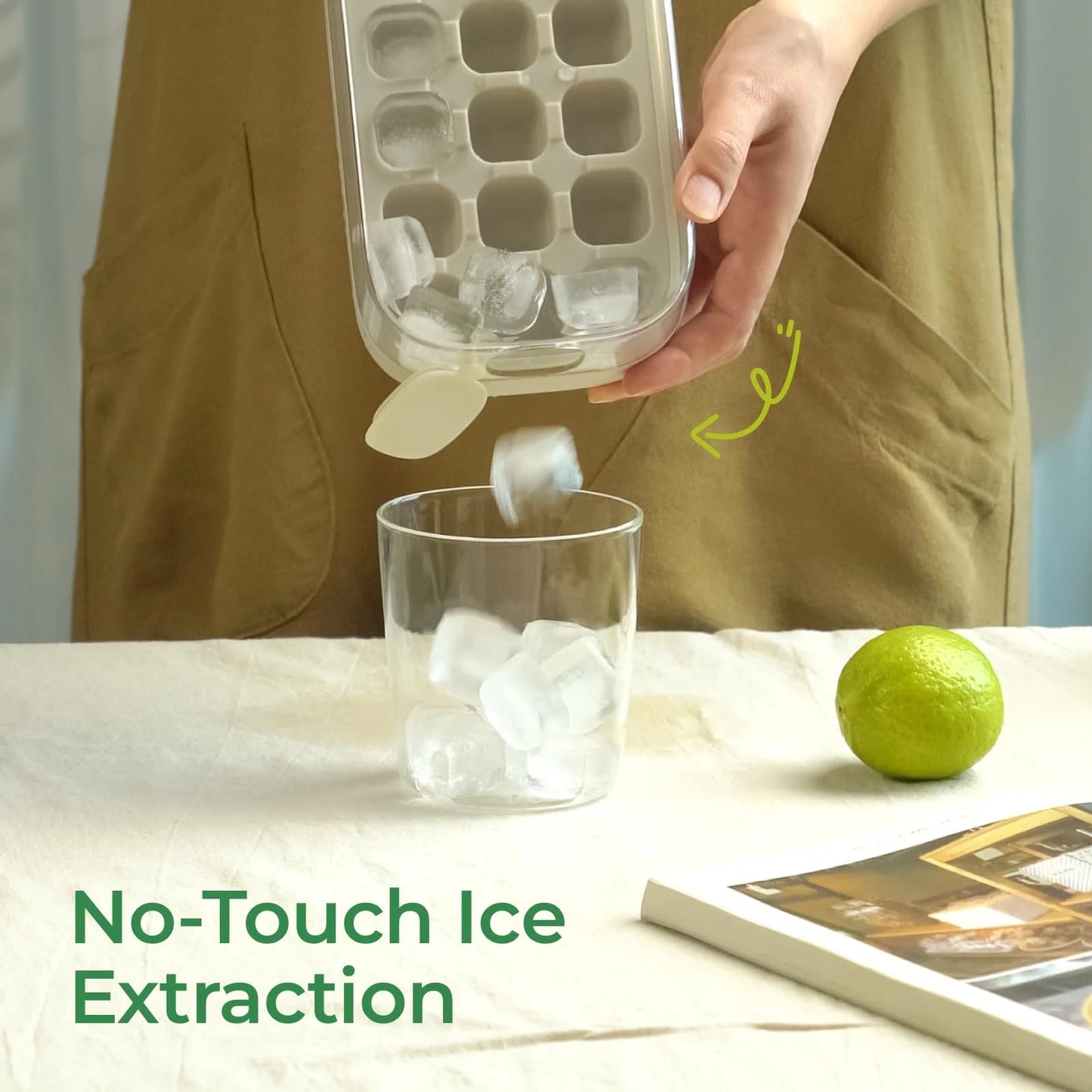 Easy Release Ice Cube Tray & Bin with Quick-Fill Mold