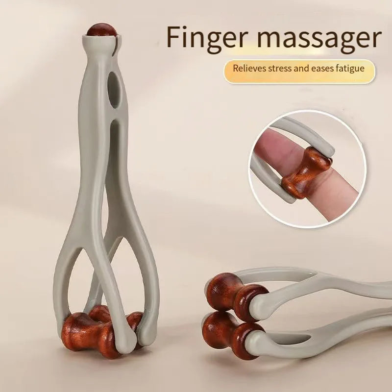 Wooden Hand Massager Roller & Acupressure Comb