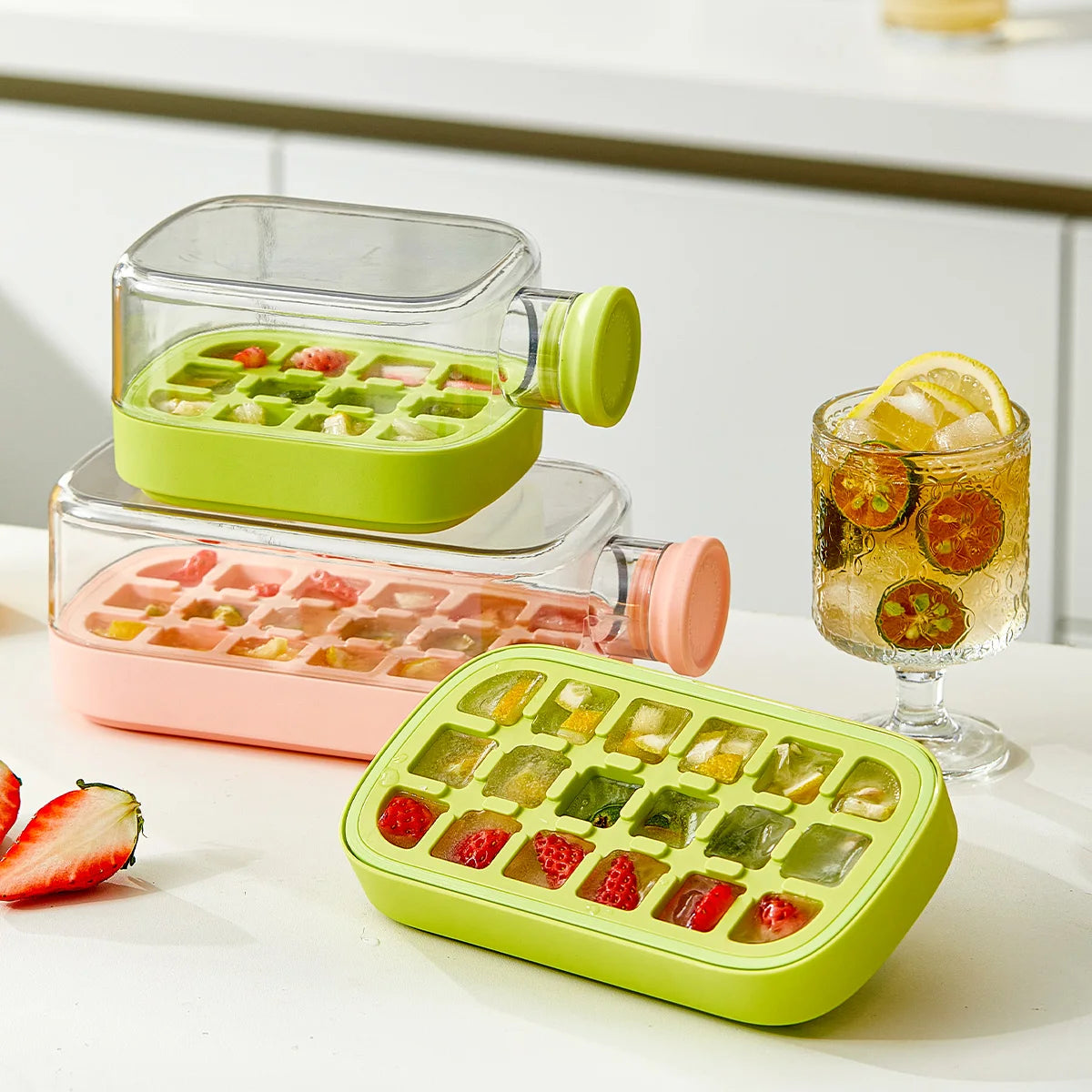 Portable 12-Grids Press-to-Release Ice Tray