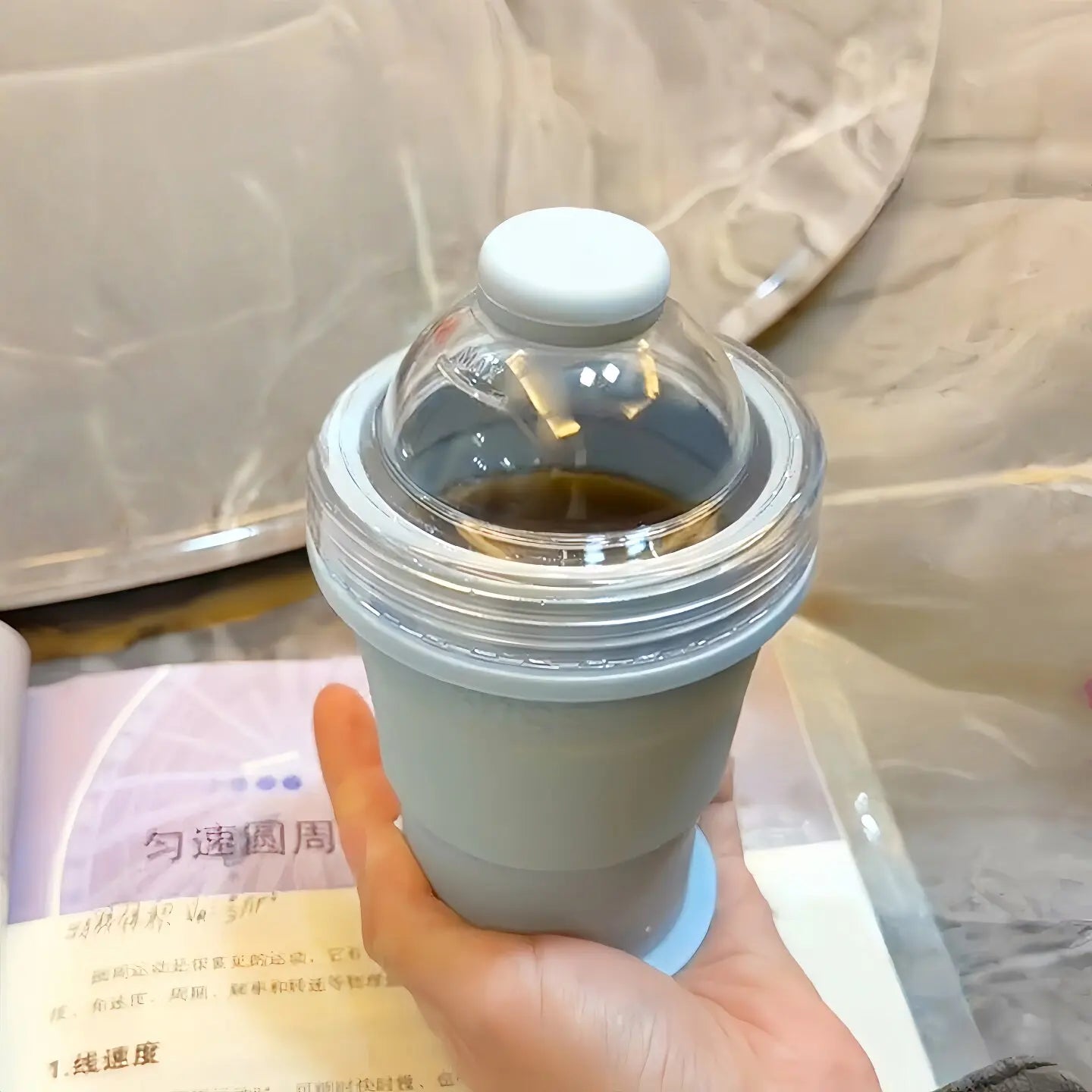 Silicone Ice Ball Maker with Straw & Lid, Foldable Tumbler