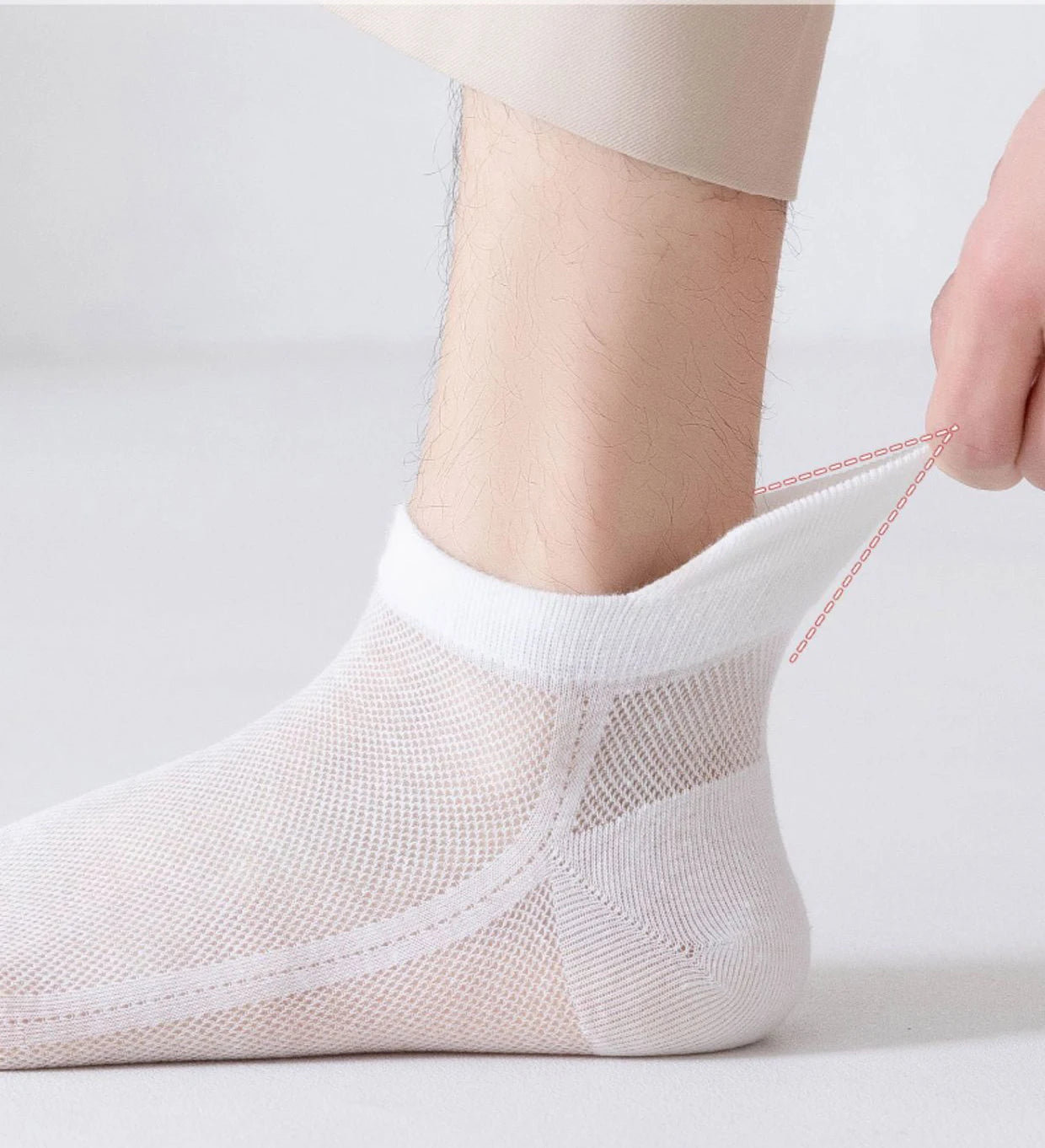 Men's White Sports Socks - Breathable Mesh Design