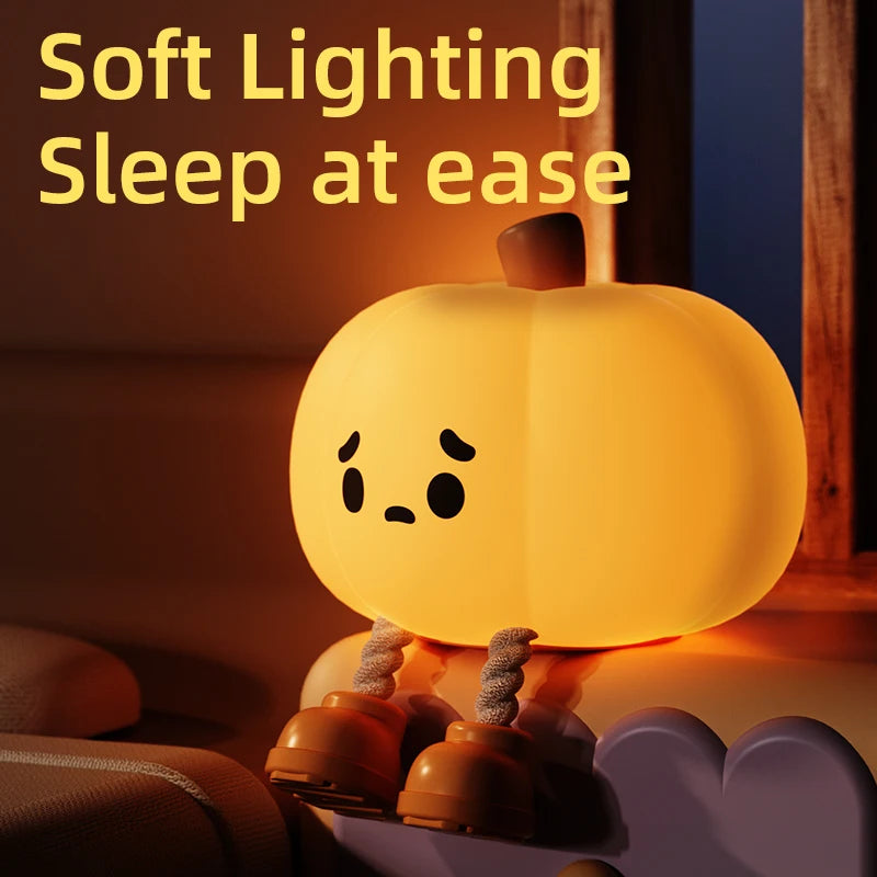 Kawaii Pumpkin Timer Silicone Night Light for Halloween