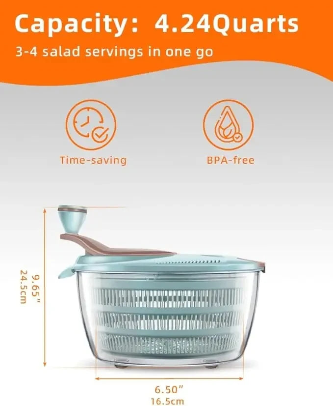 4.24 Quart Salad Spinner with Double Drainage