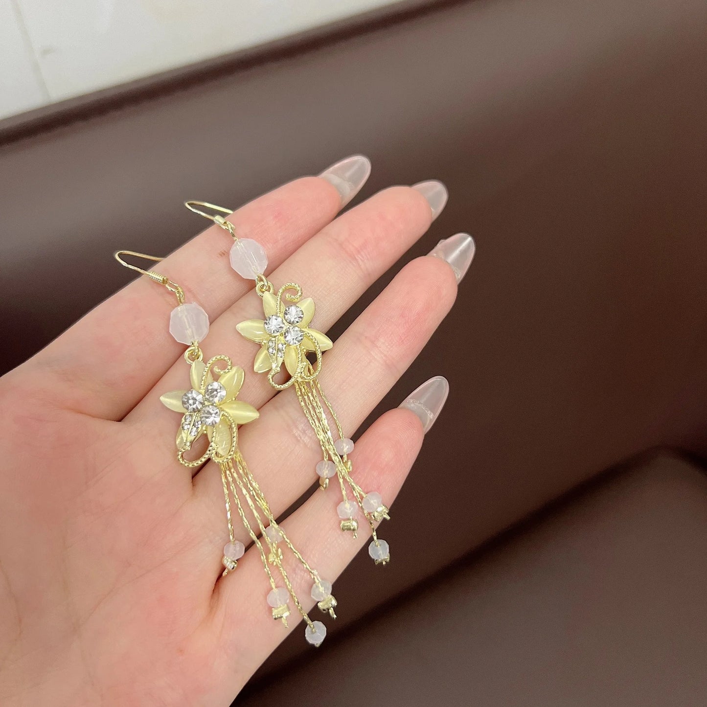 Luxury Pearl Earrings with Diamond Floral Accents