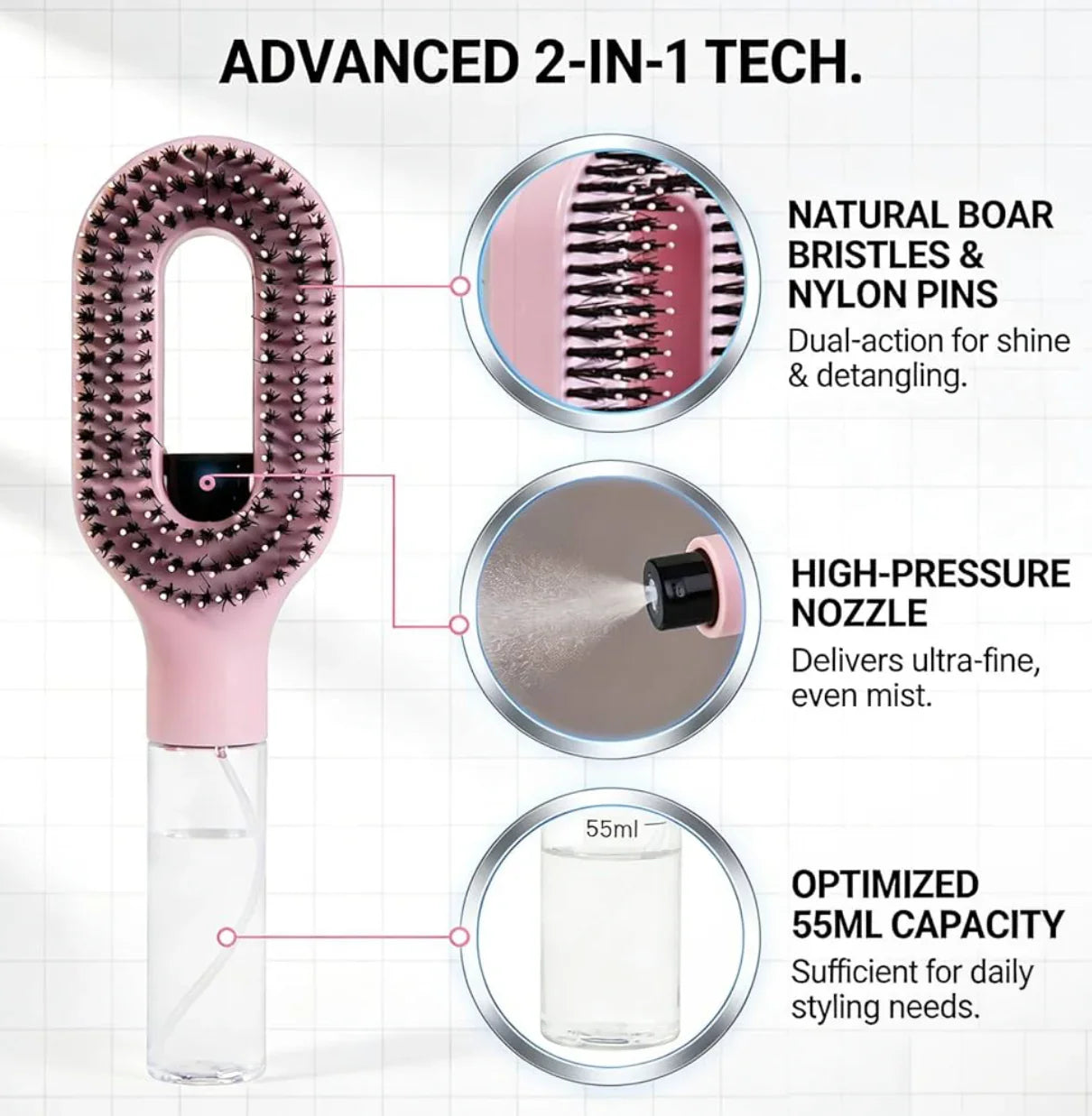 Refillable Liquid Hair Styling Spray Comb