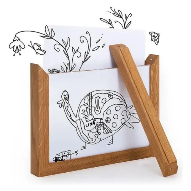 Kids Art Frame with Magnetic Real Wood