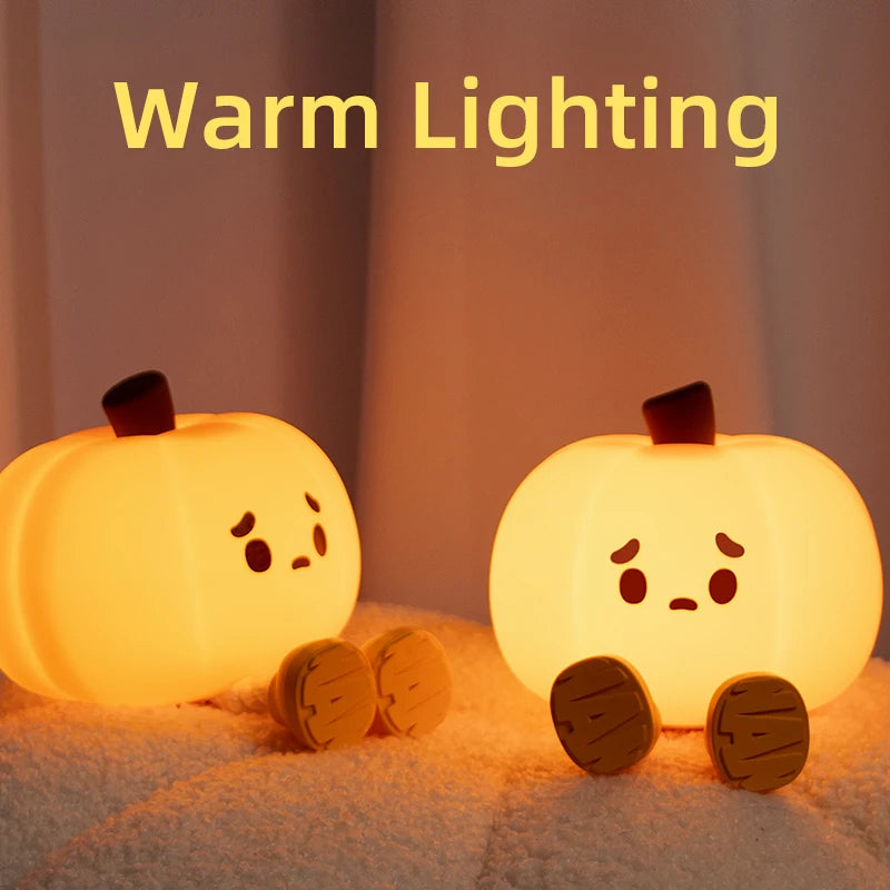 Kawaii Pumpkin Timer Silicone Night Light for Halloween