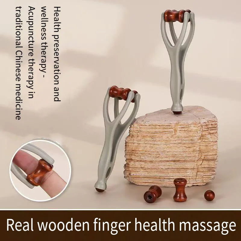 Wooden Hand Massager Roller & Acupressure Comb