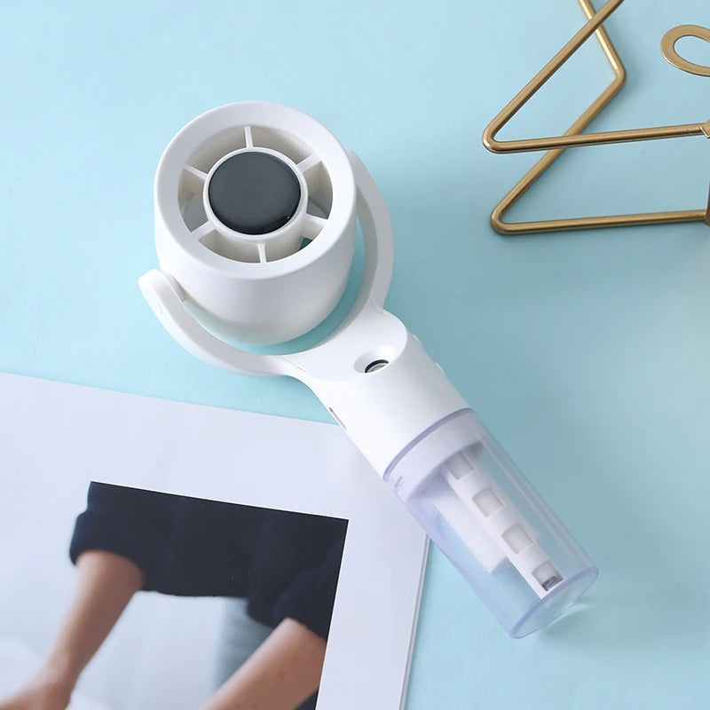 Rechargeable Handheld Fan with Humidifier & USB Port
