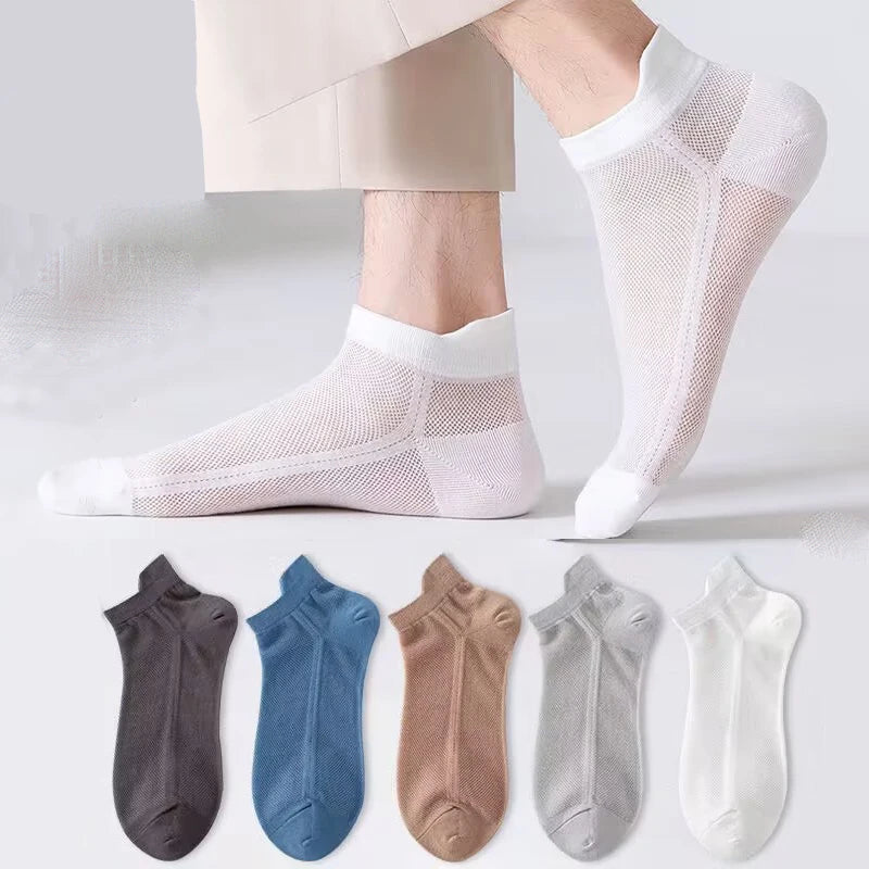 Men's White Sports Socks - Breathable Mesh Design