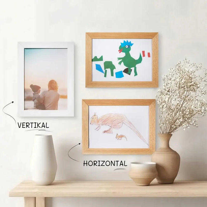 Kids Art Frame with Magnetic Real Wood
