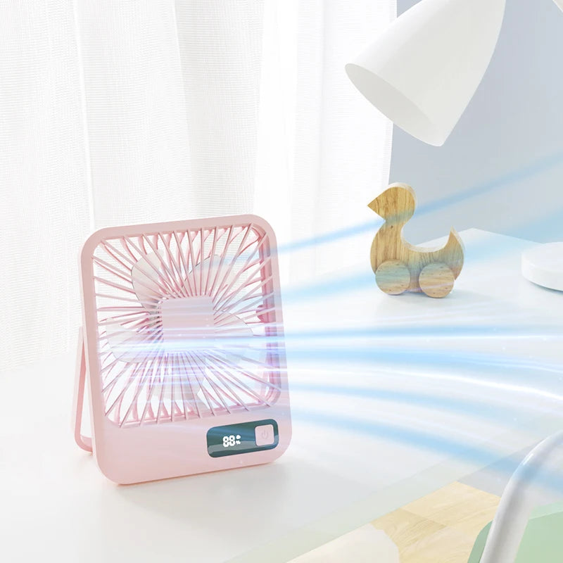 Portable Digital Display Rechargeable Table Fan