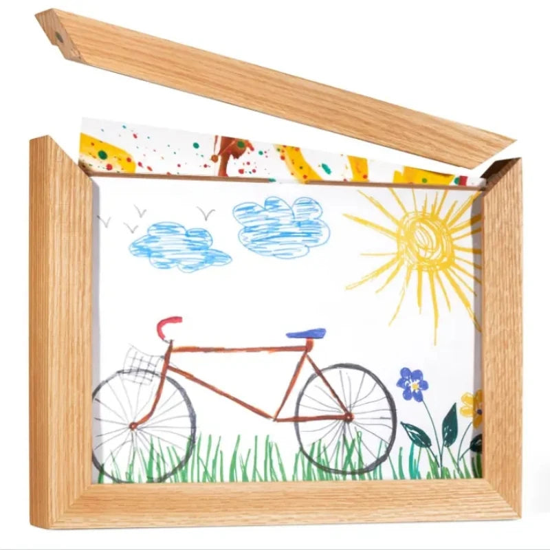 Kids Art Frame with Magnetic Real Wood