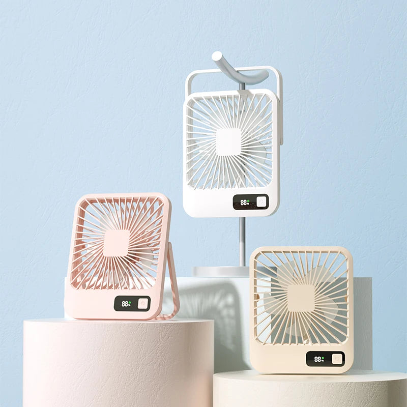 Portable Digital Display Rechargeable Table Fan