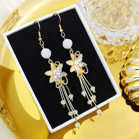 Luxury Pearl Earrings with Diamond Floral Accents