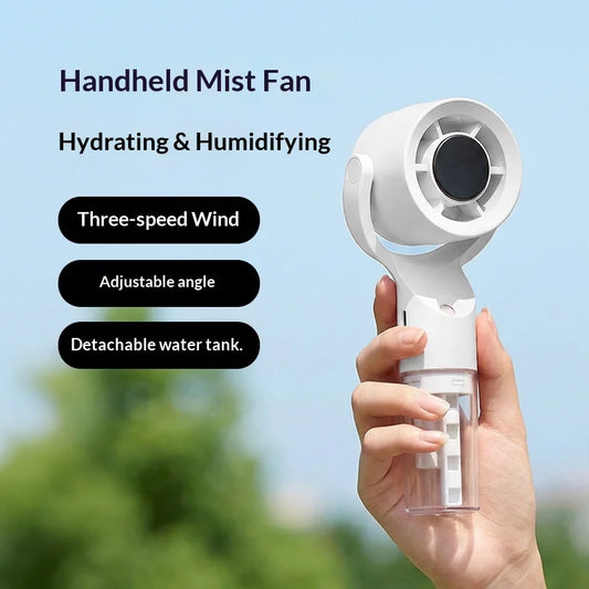 Rechargeable Handheld Fan with Humidifier & USB Port