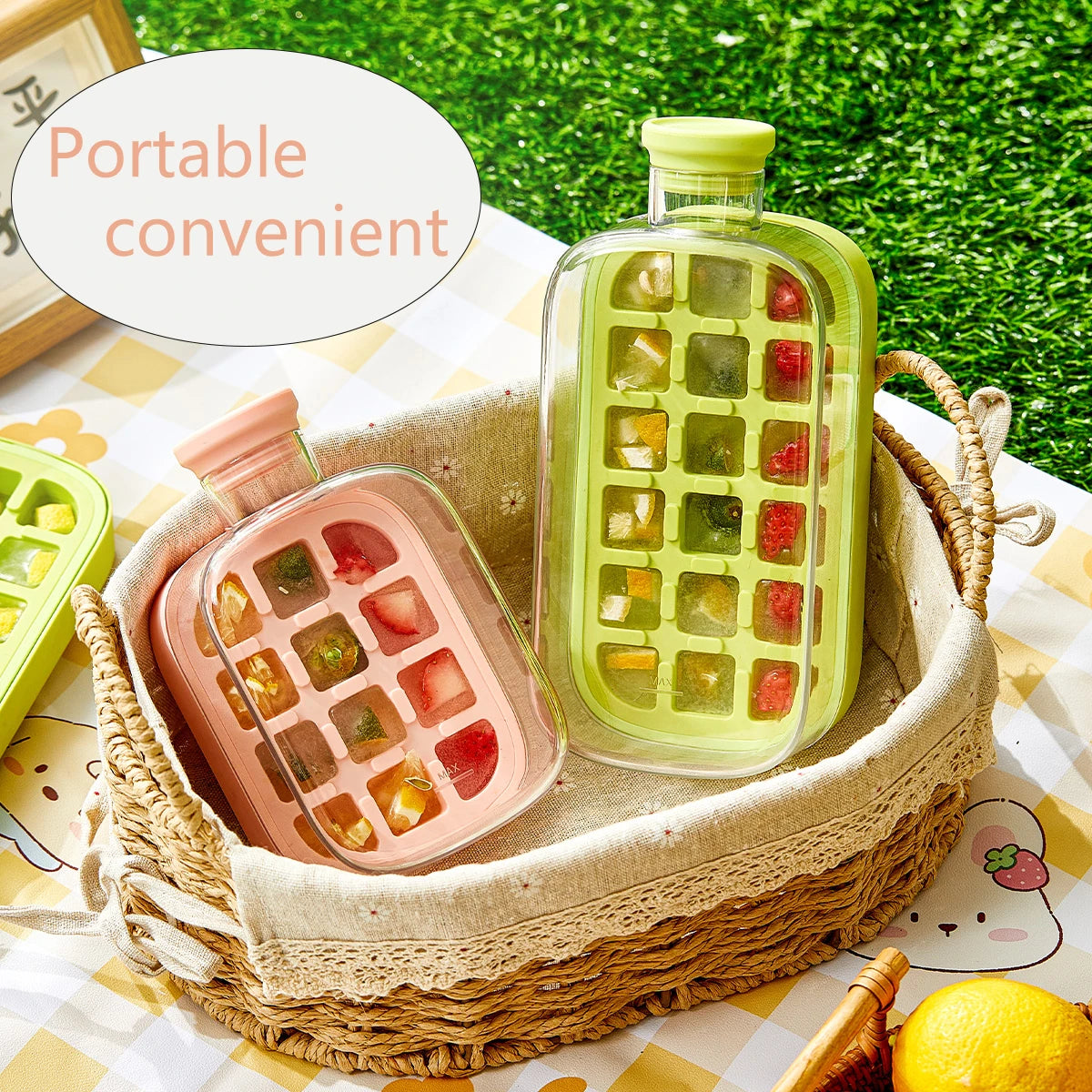 Portable 12-Grids Press-to-Release Ice Tray